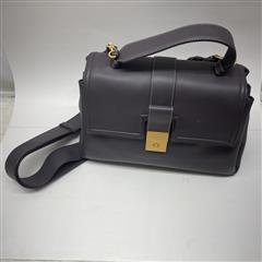 BOTTEGA VENETA LEATHER TOP HANDLE CROSSBODY BAG GRAY